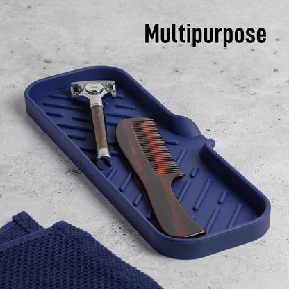 Zulay Kitchen (9x3.5in) Sponge Holder for Kitchen Sink - Flexible Heavy-Duty Multipurpose Sink Caddy - Counter Organizer for Kitchen, Bathroom, Makeup, Trinkets & More! (Grey)