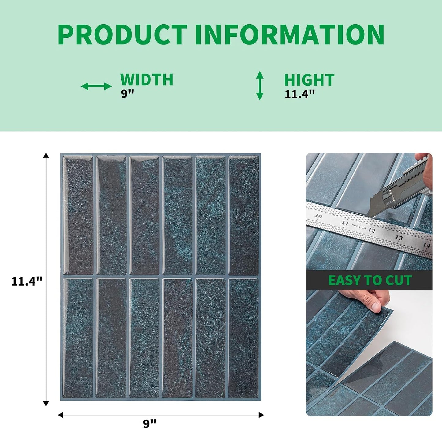 LONGKING Marble Peel and Stick Backsplash for Kitchen, 3D Adhesive Tile Backsplash for Kitchen, Bathroom, Wall Tile, 10 Sheets, 12" x 12"