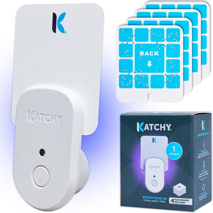 Katchy Flying Insect Trap Indoor – Catcher & Killer for Mosquito, Fruit Fly, Gnat & Small Moth – Non-Zapper with Suction & Blue Light – Ideal for Indoor Spaces, Kitchen & Plants (Original, Black)