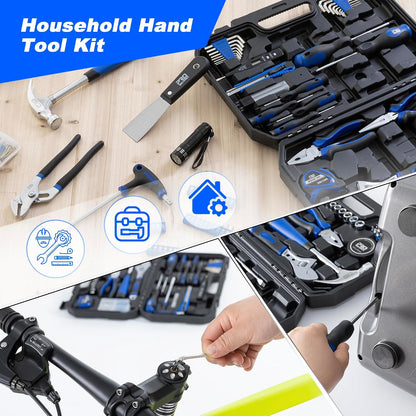 Prostormer 229-Piece Household Tool Set, Basic Home Tool Kit | All-purpose Tools with Tool Box for Home Repair, Furniture Fitting, Crafting & DIY Projects