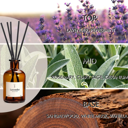Reed Diffuser Set, 8.12 fl.oz Citrus Scent Oil Diffuser with Sticks, Long-Lasting Home Fragrance Reed Diffuser for Bathroom Shelf Decor, Air Freshener Room Diffuser, 2 Pack