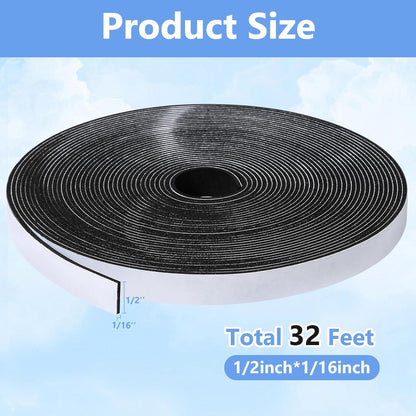 16Feet Weather Stripping Seal (1/2 Inch X 1/4 Inch) for Door Window, High Density Foam Tape, Soundproofing, Insulation Strip, Door Sealers for Door Frame- White