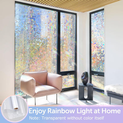 HIDBEA Frosted Window Privacy Film - Non Adhesive Static Cling Glass Stickers Sun UV Blocking Heat Control Door Covering Decals for Home Office, 23.6 x 78.7 Inch
