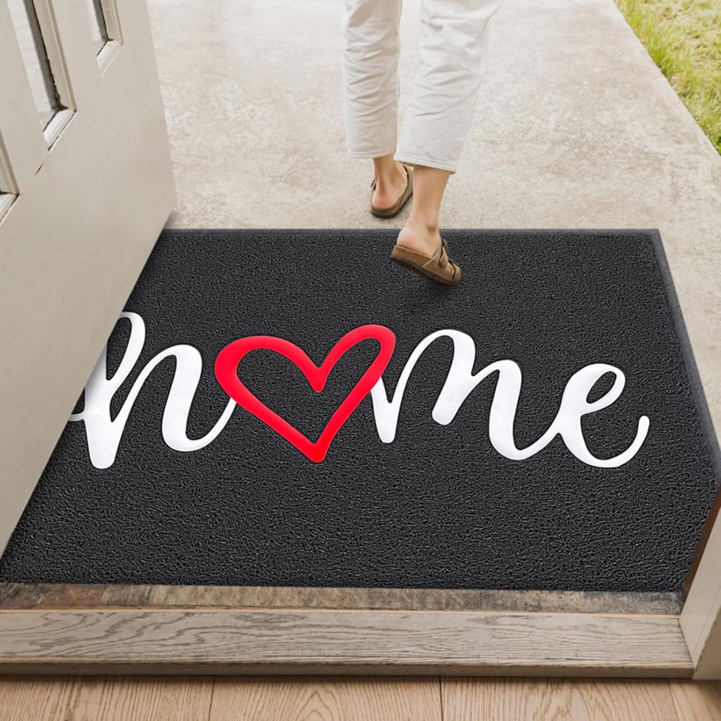 EARTHALL Door Mat Outside Inside Home Doormat, 30"x17.5", Durable Floor Mat Non Slip Mat Ultra Absorb Mud Easy Clean Front Doormat for Garage, Entryway, Patio, High Traffic Areas, Black