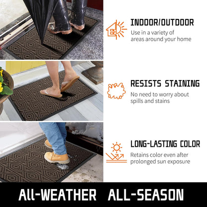 Yimobra Front Door Mat Outside Entrance 29.5x17, Waterproof Heavy Duty Outdoor Mats for Front Door, Non Slip Rubber Entry Mat for Garage Patio Indoor, Grey