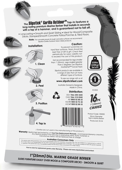 GorillaFelt Chair Leg Floor Protectors/Felt Chair Glides (Set of 16) Tap-On Felt Furniture Pads Guaranteed to Stay On, 1 Inch Round Chair Sliders