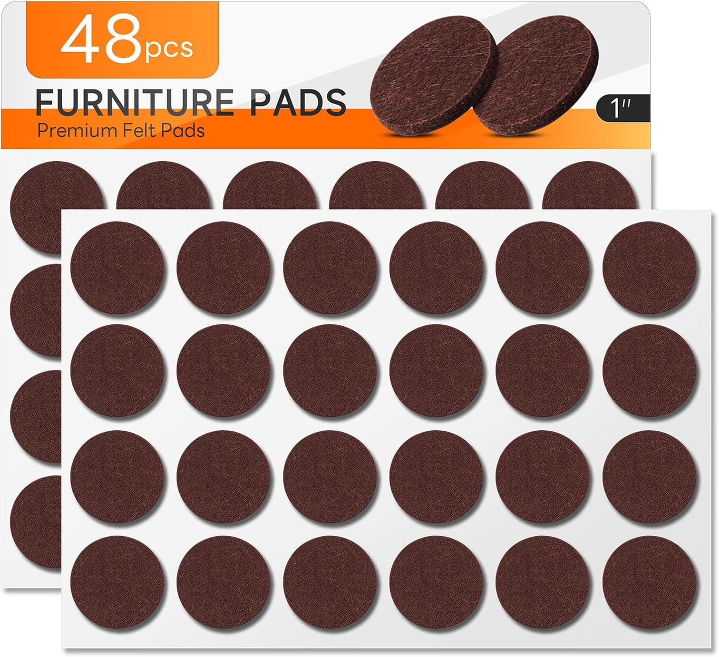 48 PCS Felt Furniture Pads, 1-inch Round Black Chair Felt Pads, Felt Pads for Furniture Feet to Protect The Floor from Scratches,Reduce Noise (Black)