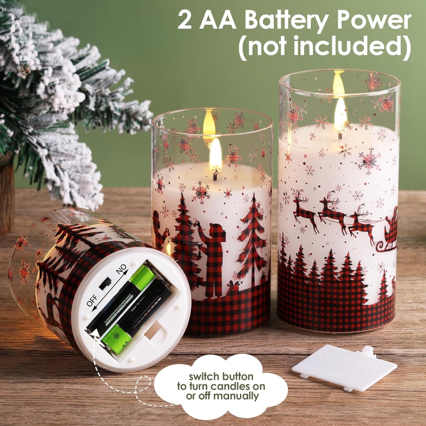 Eywamage Gold Glass Flameless Pillar Candles with Remote, Flickering Christmas LED Candles Battery Operated Set of 3