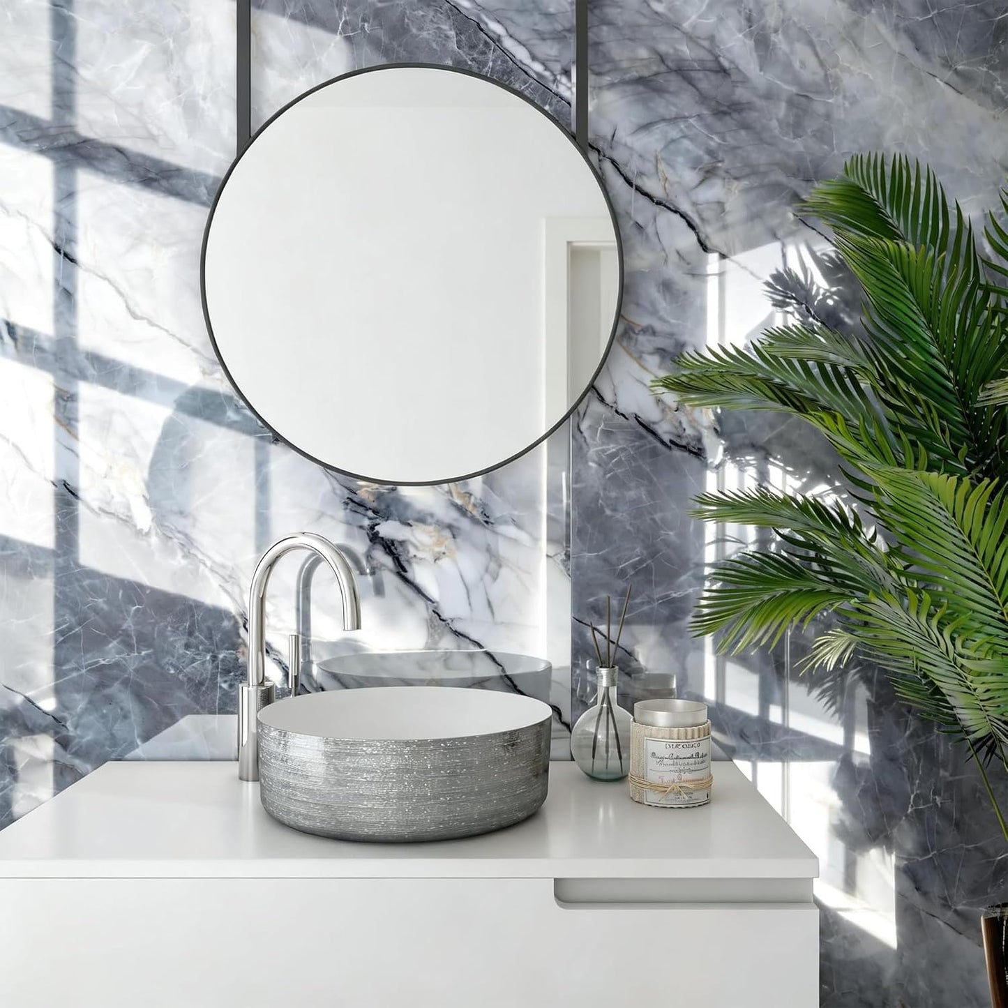 Marble Peel and Stick Waterproof Wall Paneling, 118" x 47" Carrara White Matte Finish Self-Adhesive Backsplash Tile Vinyl Wall Panel for Kitchen Bathroom Wall Decor, Covers 38.75 Sq. Ft.