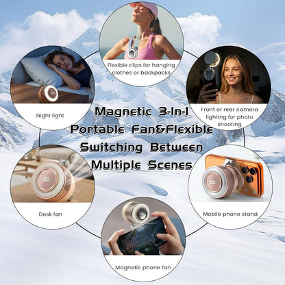Portable Clip-On Fan, Mini USB Rechargeable 360° Rotatable Fan, Personal Fan 3-Speed Silent Mini Bladeless Fans