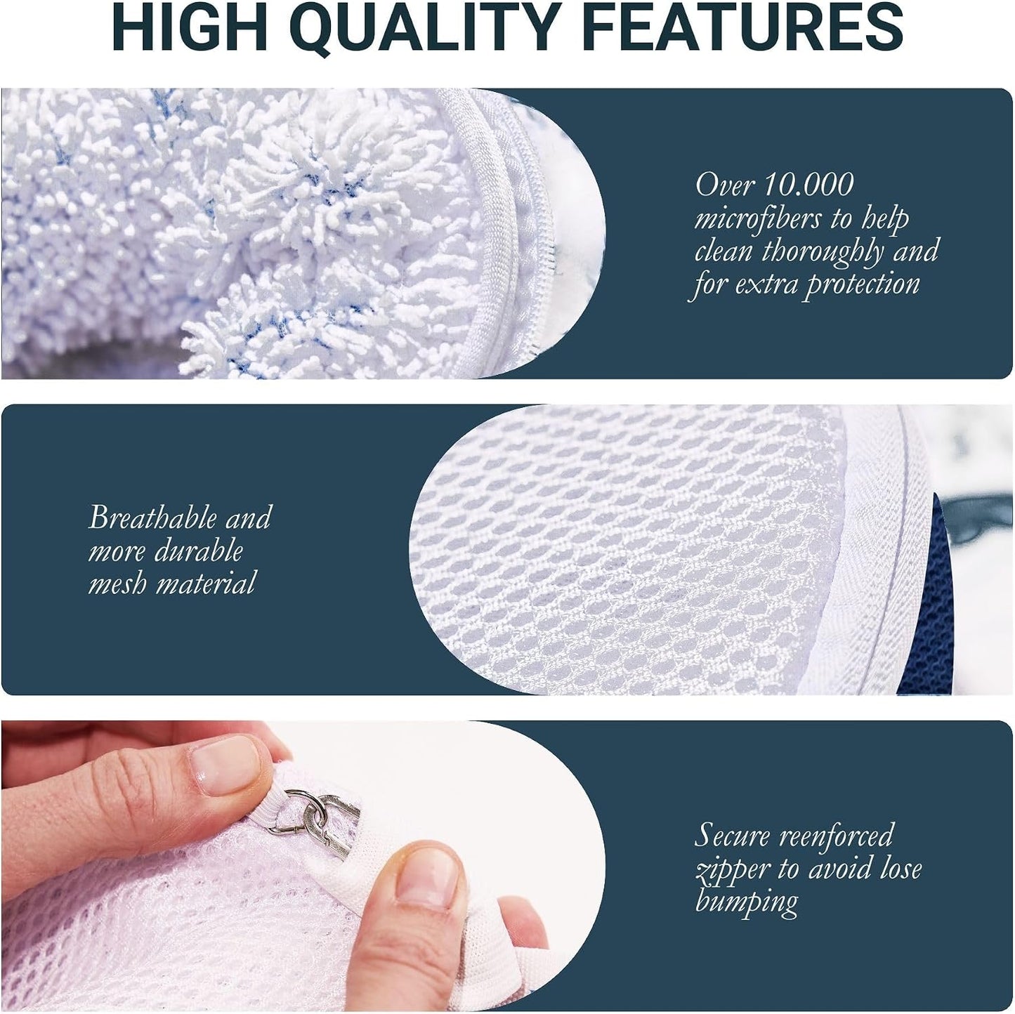 Shoe Washing Machine Bags (2-Pack) – Laundry Bag for Sneakers, Protect Shoes & Washer, Durable Thick Chenille, Reinforced Zipper, Includes Sneaker Brush – Bluehome