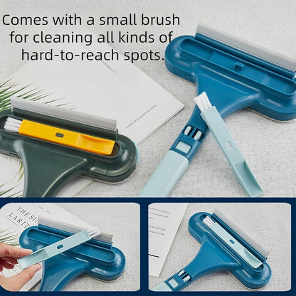 2 in 1 Window Screen Cleaning Brush, Double Sided Bidirectional Dust Removal Brush, Window Screen Cleaner Tool for Window Mesh, Screen Door, Home Dust Cleaning Tools (Blue)