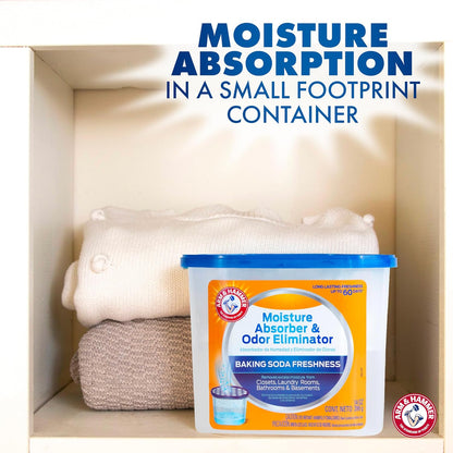 Arm & Hammer Essentials Disposable Moisture Absorber and Odor Eliminator Tub, Fragrance Free, 1 lb., Attracts and Traps Excess Moisture, Ideal Closet Dehumidifier (Pack of 3)