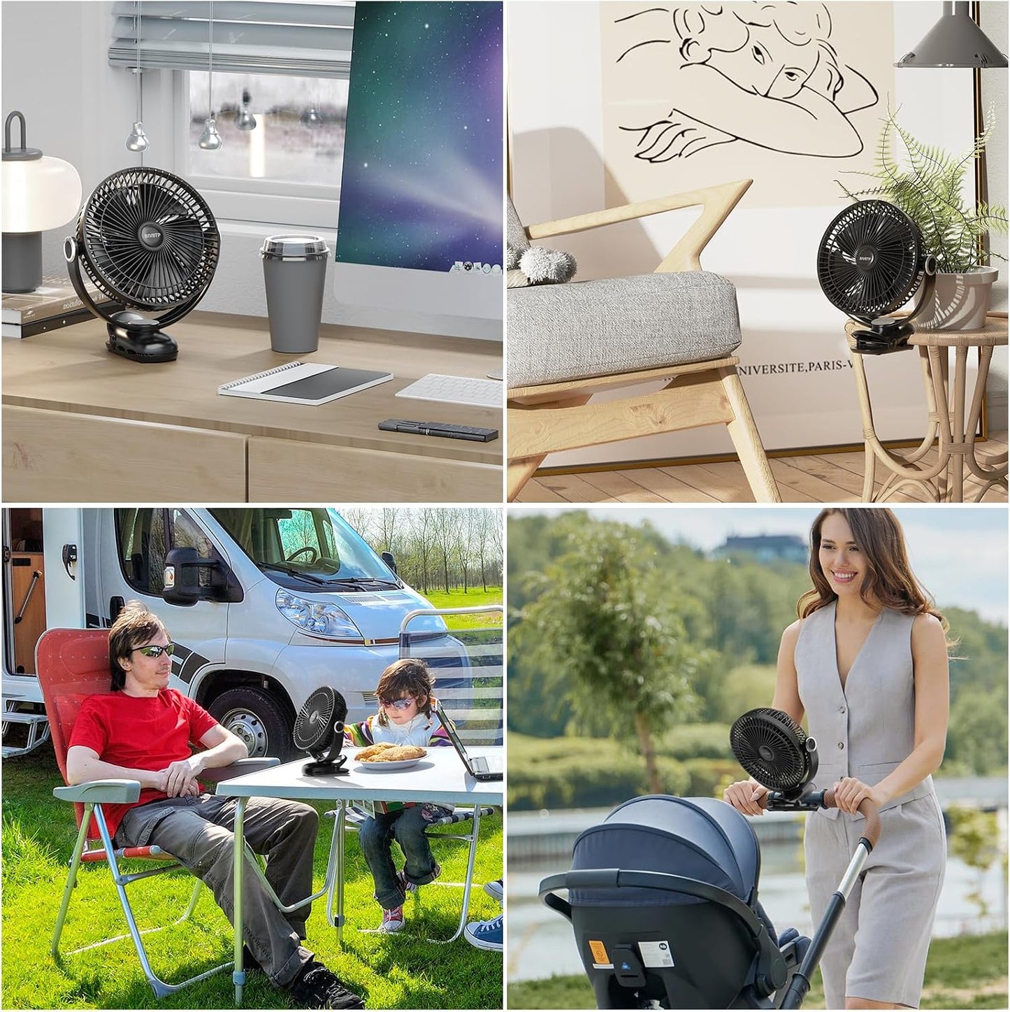 12000mAh Clip on Fan 30H Longest Runtime, 8in Portable Fan Rechargeable, Ultra Quiet with Heavy-Duty Clamp, USB Desk Fans for Golf Cart,Office Desk, Treadmill, Camping, Bedroom