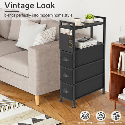 Oppro Small Narrow Side End Table, 2 Drawer Slim Nightstand Bedside Sofa Table with Wheels, Space Saving Rolling Skinny Thin Desk with Storage Bag for Bedroom Living Room Couch Bathroom Dorm