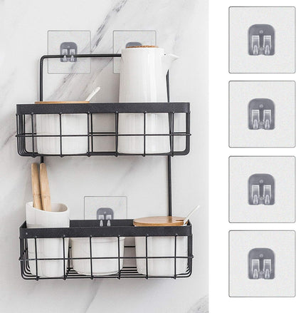 YeeBeny Corner Shower Caddy Adhesive Sticker Hook Mount for Shower Caddy Basket Bathroom Shelf Compatible with KINCMAX，SMARTAKE, JOMARTO, Flowmist, Nieifi, HapiRm, Odesign, Lovelers 4 pack