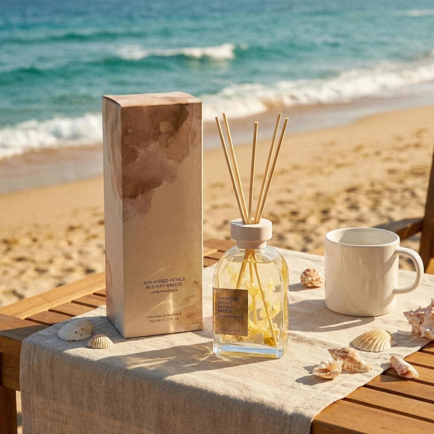 Sea Salt & Sage Reed Diffuser Set, Home Fragrance with Natural Reed Sticks, 5.07 oz, ktyixu, Long-Lasting Aromatherapy Air Freshener for Bathroom, Living Room, Office, Home Decor & Gifting
