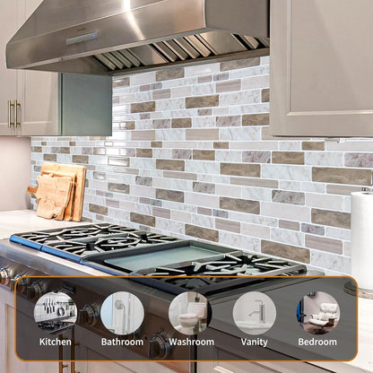 WOWSTAR 10-Sheet Peel and Stick Backsplash Tile for Kitchen, Back Splash Stick On Tiles for Kitchen Wall (Grey and Blue)