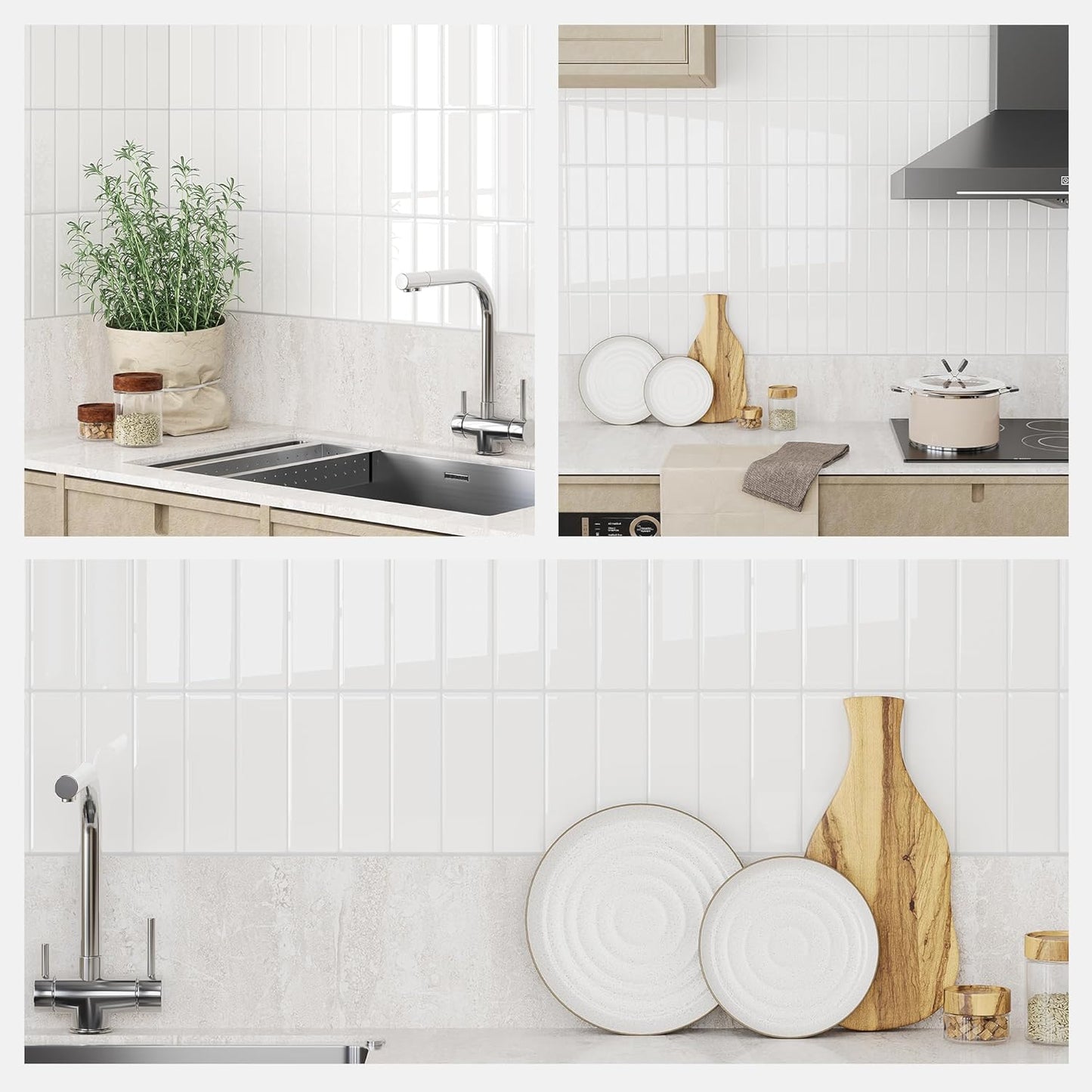 Yoillione Peel and Stick Backsplash for Kitchen: Self Adhesive Wall Tiles for Bathroom - Vinyl Thick Back Splash Tile (10, Light Coffee)