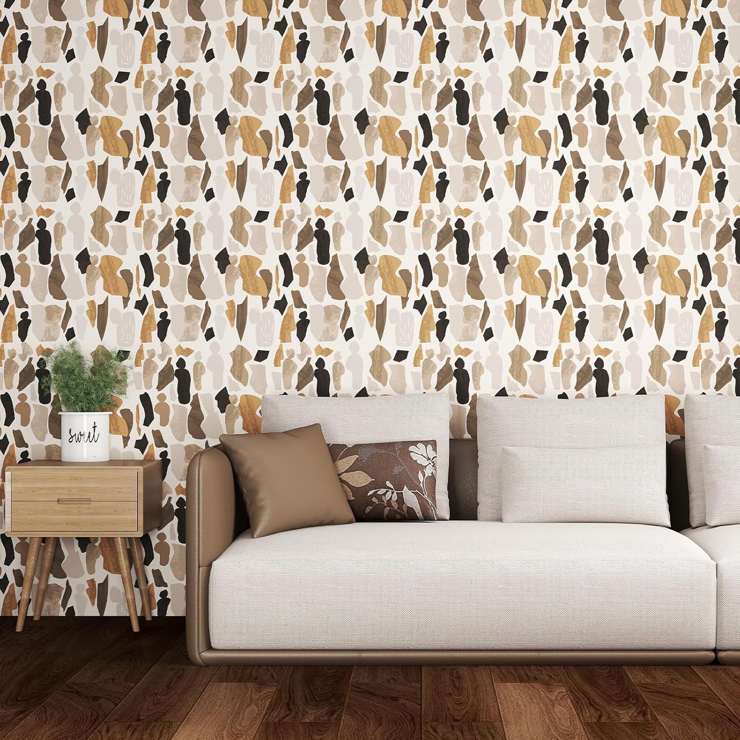 Kitico Modern Peel and Stick Wallpaper, Geometric Self Adhesive Wallpaper, Removable Vinyl Wall Paper for Bedroom Living Room Apartment Wall Decor 17.3"x80".