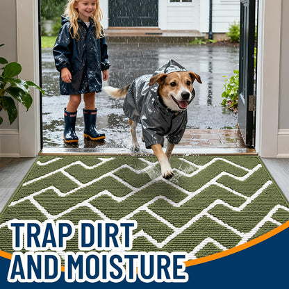 OLANLY Front Door Mat, Non-Slip Rubber Backing, Dirt Resistant and Absorbent, Washable, Easy to Clean Low-Profile Indoor Doormat for Back Door, Entryway, Inside Entrance, 32x20, Grey