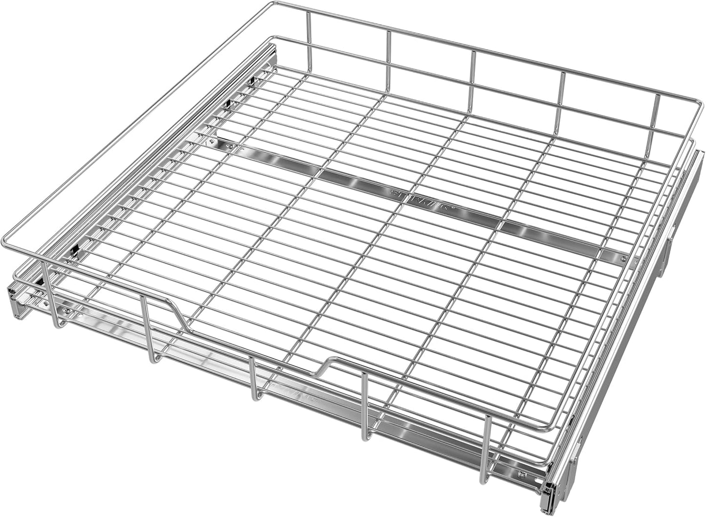 2 Tier Pull Out Cabinet Organizer 11" W X 22" D, Slide Out Drawers For Kitchen Cabinets, Pull Out Drawers For Cabinets Capacity Heavy Duty Caddy, Cabinet Pullout Shelves Chrome-Plated, Bathroom Pantry
