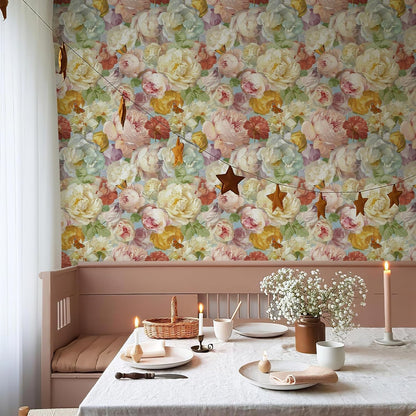 Simon&Siff Floral Peel and Stick Wallpaper 17.3"x80" Pink Watercolor Flowers Wall Murals Removable Wall Paper for Bedroom Bathroom Cabinet Renter Friendly
