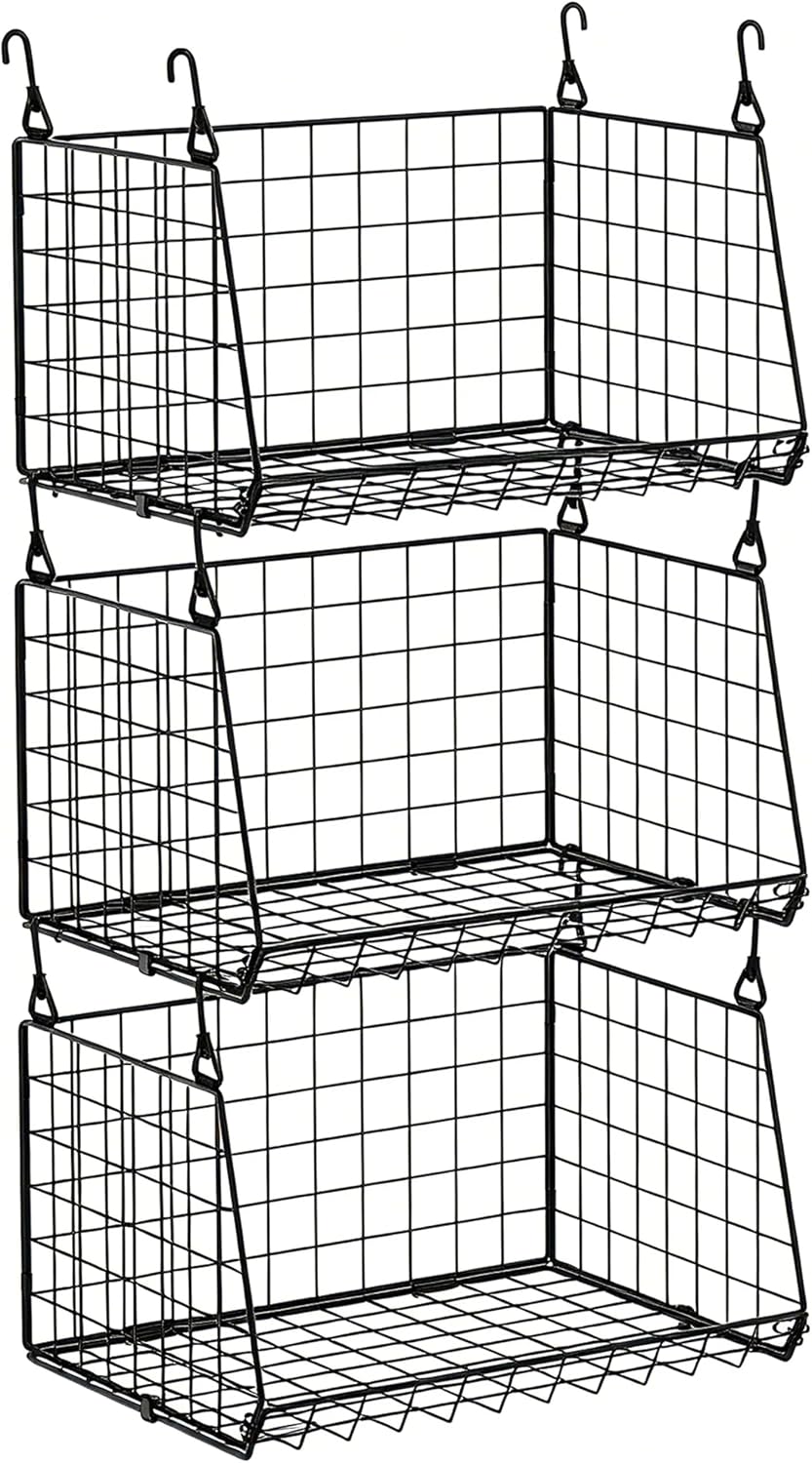 4-Tier Hanging Laundry Room Organizer: Foldable Wire Shelf Basket with 2 Large Hooks 1.65" & 360°Rotating Hooks – Space-Saving Laundry Storage Basket, for Wardrobe Closet Storage, White Patent