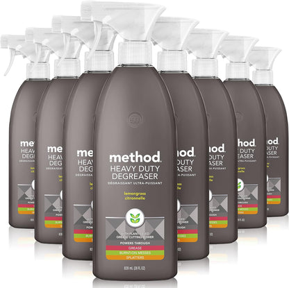 Method Heavy Duty Degreaser, Lemongrass Scent, Oven Cleaner & Stove Top Cleaner, 28 Oz Spray Bottle (Pack of 1),(Packaging may vary)