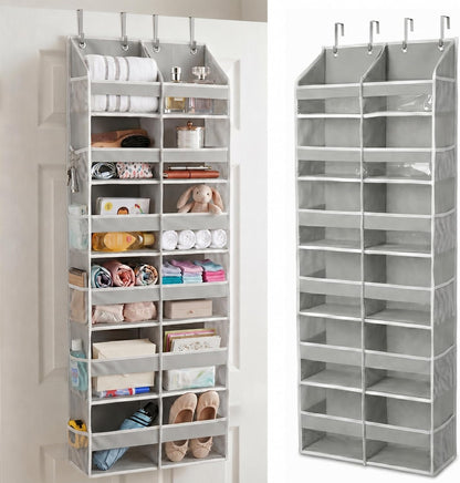 HOMELUX THEORY UPGRADED 6 Tiers Over The Door Organizer Hanging - 100D EXTRA THICK & 50lbs HUGE CAPACITY, 12 Side Mesh Pockets Over The Door Shoe Organizer, Hanging Closet Organizer (Ivory, 1pc)