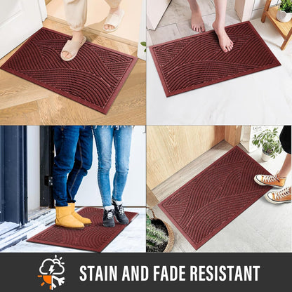 HIYARD Sturdy Front Door Mat, Absorbent Muddy Dirt Resist Welcome Door Mats Outdoor Indoor, Stain and Fade Resistant, Non-Slip Backing Entry Mat Low Profile Doormat for Entryway, 29×17, Beige