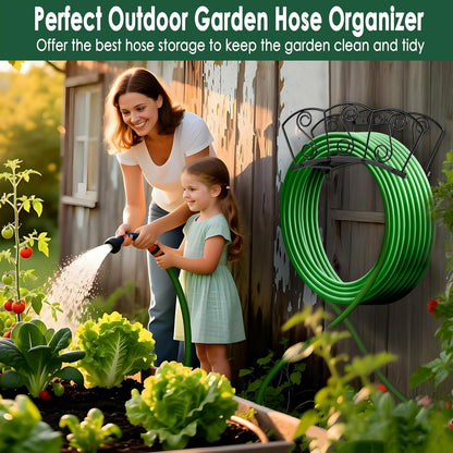 Metal Garden Hose Holder, Heavy Duty Water Hose Hanger, Wall Mounted Hoses Organizer, Hose Reel Stand Rack Hook, Hose Storage hold 150Ft Water Hoses for Outside Yard