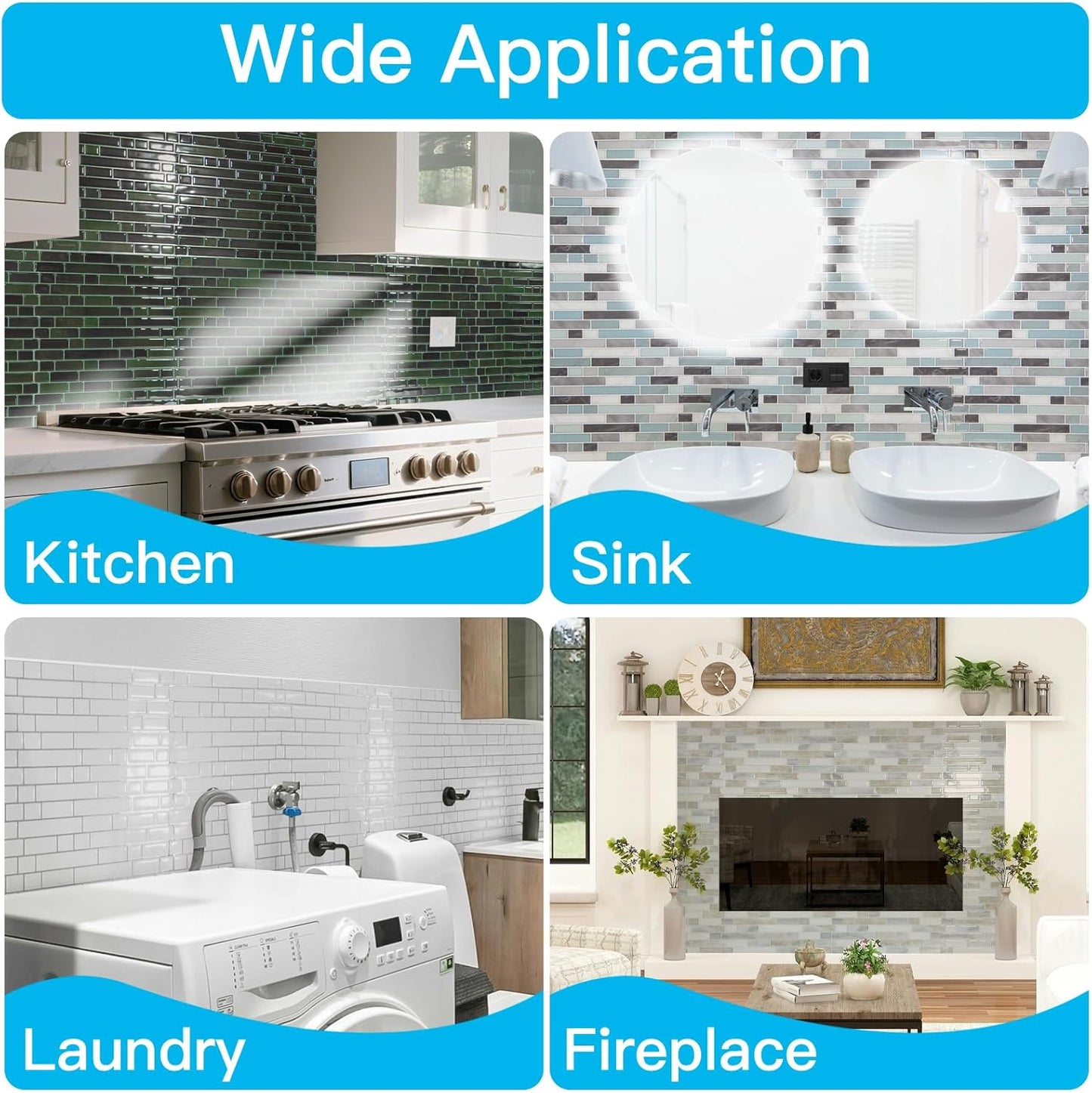 Art3d 10-Sheet Heavy-Duty Peel and Stick Backsplash, Waterproof Wall Tiles Stick on Kitchen Backsplash Living Space, Beige & White