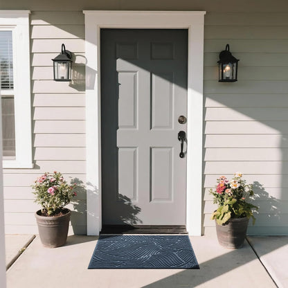Yimobra Doormat Outdoor Entrance, Simple Stripes All-Weather Waterproof & Non-Slip Mat for Front Door, Heavy Duty Welcome Mat for Indoor, Garage, Patio-29.5x17, Dark Grey
