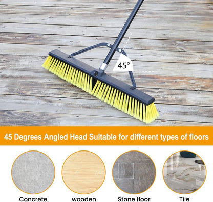 KeFanta 18 Inches Push Broom Outdoor- Heavy Duty Broom with 63" Long Handle for Deck Driveway Garage Yard Patio Warehouse Concrete Floor Cleaning