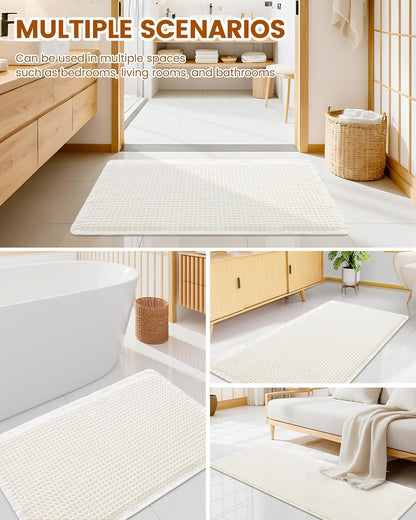 Smiry Waffle Bath Mat 30x20, Extra Soft Absorbent Bathroom Rugs, Non Slip Machine Washable Quick Dry Bath Rugs for Bathroom Floor, Tub, Shower, Home Decor Accessories, Brown