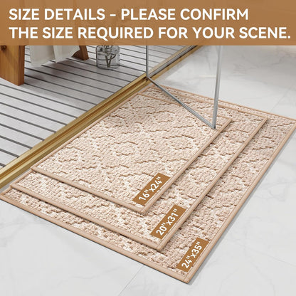 YDKGL Bathroom Rugs Non Slip, Super Absorbent Quick Dry Bath Mats for Bathroom, Foam Weave Texture Thin Bath Rugs Washable with Rubber Backing Fit Under Door Outside Shower,16" x 24“