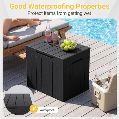 Greesum 31 Gallon Resin Deck Box All Weather Outdoor Storage Boxes for Patio Furniture Set,Outdoor Toys,Garden Tools,Black