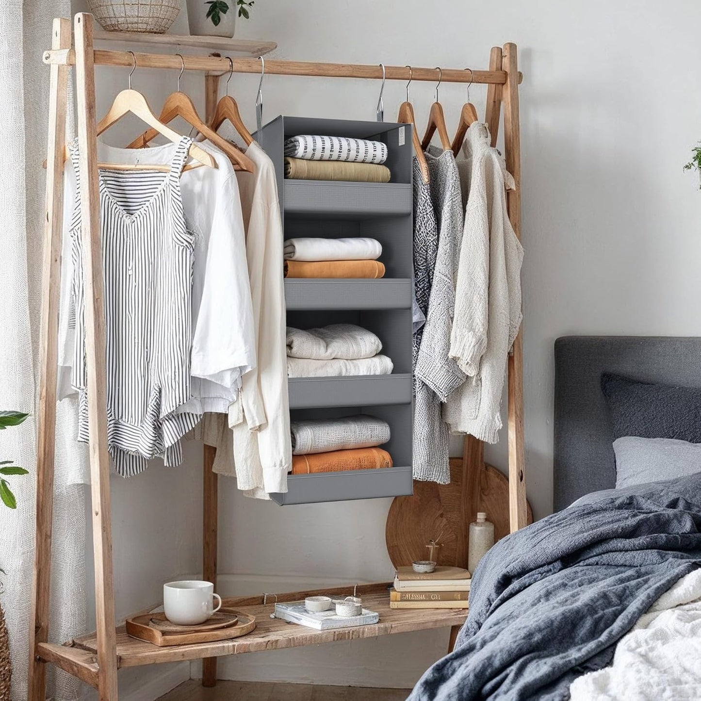 GRANNY SAYS 3-Shelf Hanging Closet Organizer and Storage, Collapsible Hanging Closet Shelves, Hanging Organizer for Closet & RV, Gray, 29 ½" H X 12" W X 12" D, 1-Pack