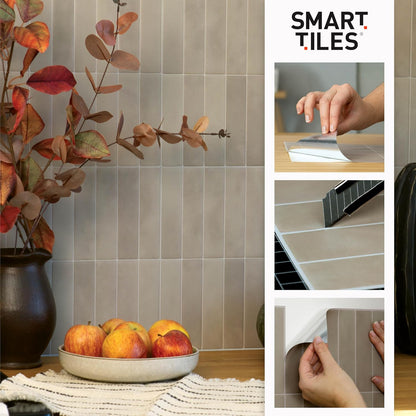 SMART TILES Peel and Stick Backsplash - 5 Sheets of 7,75" x 7,75" - 3D Adhesive Peel and Stick Tile Backsplash for Kitchen, Bathroom, Wall Tile, Checkered