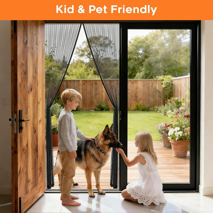 Magnetic Screen Door, Screen Door Mesh, Heavy-Duty Mesh Curtain, Door Net Keep Bugs Out, Hands Free Partition, Screen Size 38” × 83”, Fits 36” × 82” Doors, Pet & Kid Friendly, Black