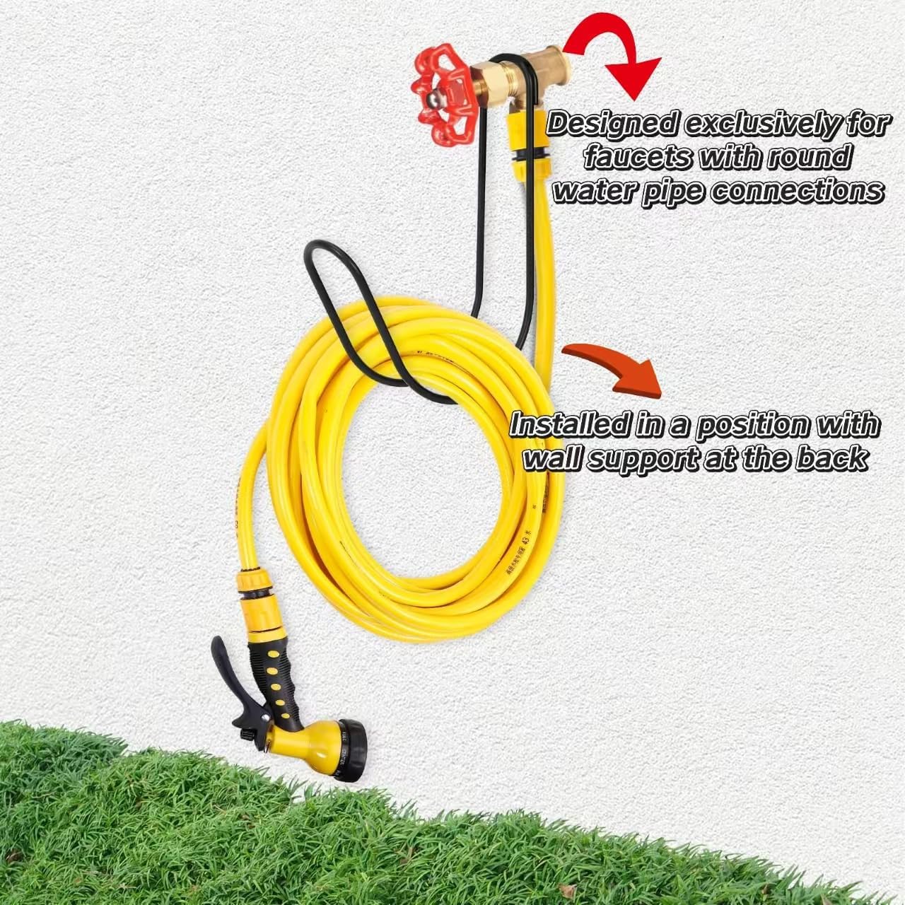 Garden Hose Storage Hook Water Hose Holder Hose Hanger,304Stainless Steel Solid Hose Hook Holds Up to 50Ft Hose Perfect for Garage, Garden,Tool Room(Matt Black 1pcs)