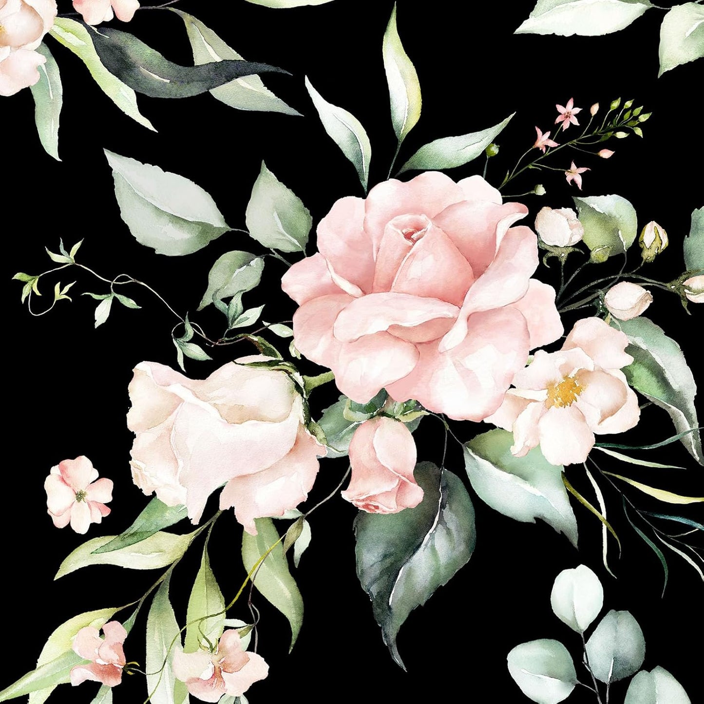 Pink Floral Peel and Stick Wallpaper Self Adhesive Removable Thick Vinyl Watercolor Botanical Flower Accent Wall for Bedroom Bathroom Living Room Renter Friendly 17.7" x 118"