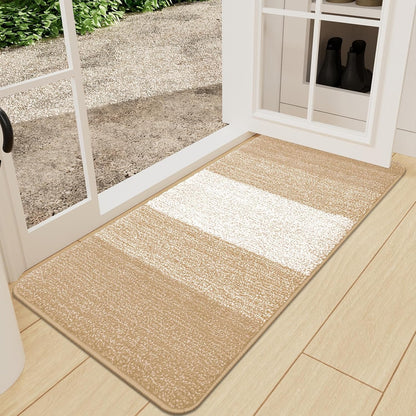 Kitinjoy Indoor Outdoor Door Mat, 32x20 Non-Slip Absorbent Dirt Trapper, Low-Profile Washable Inside Entrance Front Floor Mat, Sturdy Soft Entry Doormats for Entryway, Grey