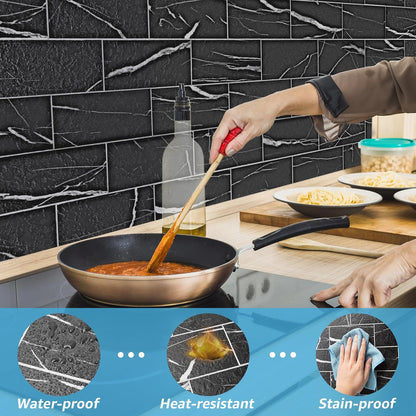 Art3d 102-Piece Peel and Stick Wall Tile for Kitchen Backsplash, Bathroom, Fireplace, 3in. × 6in. Stick on Subway Tile, Glossy White