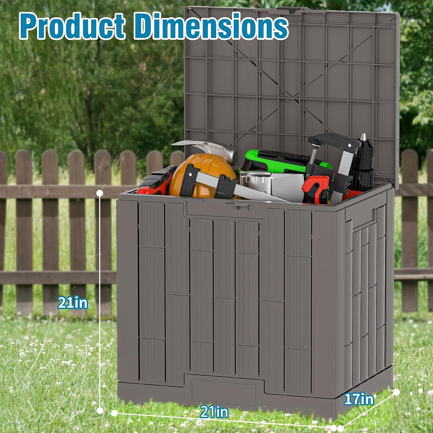 Outdoor Storage Box, 60 Gallon Waterproof Deck Box, Lockable Storage Container, Built-in Reinforcing Metal Rod Outside Resin Bin for Patio, Garden, Poolside and Garage