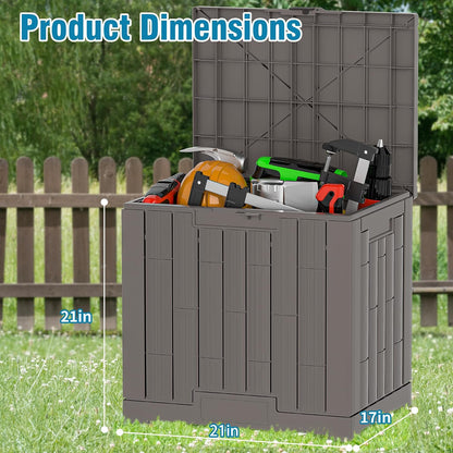 Outdoor Storage Box, 60 Gallon Waterproof Deck Box, Lockable Storage Container, Built-in Reinforcing Metal Rod Outside Resin Bin for Patio, Garden, Poolside and Garage