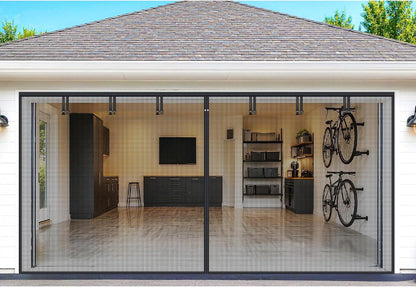 HOFUDON Upgraded Magnetic Screen Door Mesh, Full Strip Magnets, Heavy Duty Fiberglass Mesh, Door Screen Magnetic Closure for Single Door Size 32 x 80 Inch, Screen Door Size 35 x 82 Inch Black