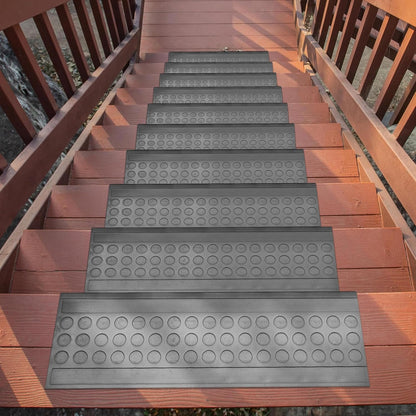 Ottomanson Non Slip Stair Treads Indoor – Peel and Stick Carpet Stair Treads for Wooden Stairs, Self Adhesive Anti Slip Stair Pads for Kids & Pets – 7.9" x 29.9", 7 Pack – Black
