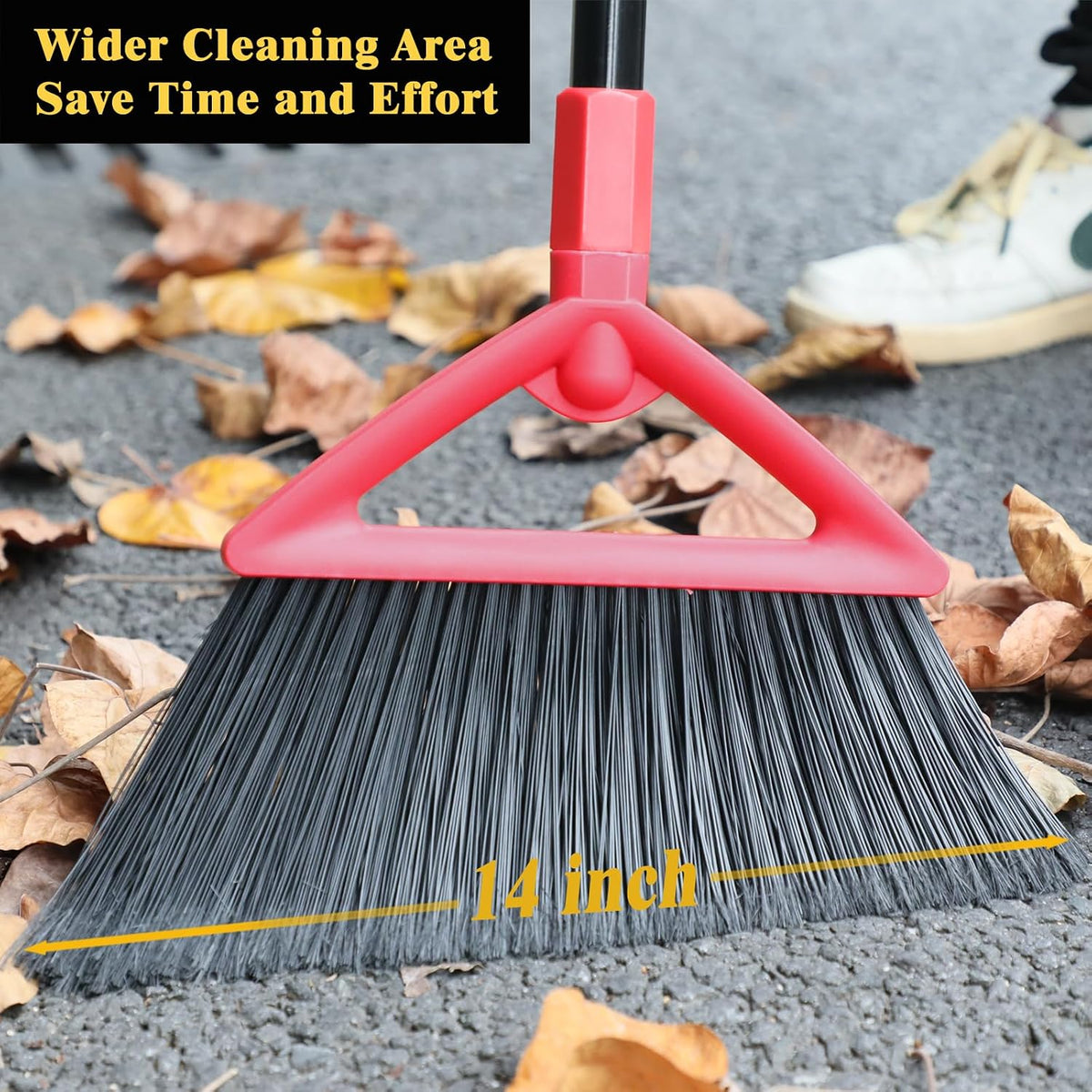 Heavy Duty Broom Outdoor and Indoor, 2 Pack Upgraded Commercial Angle Brooms, Perfect Yellow Broom of House, Kitchen, Garage, Courtyard